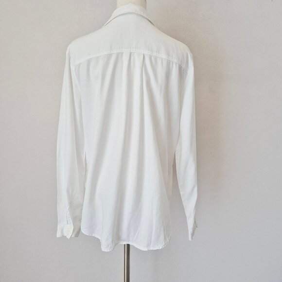 Cloth & Stone Classic Button-Down Shirt Pocket Long Sleeve White Tencel - Picture 4 of 12
